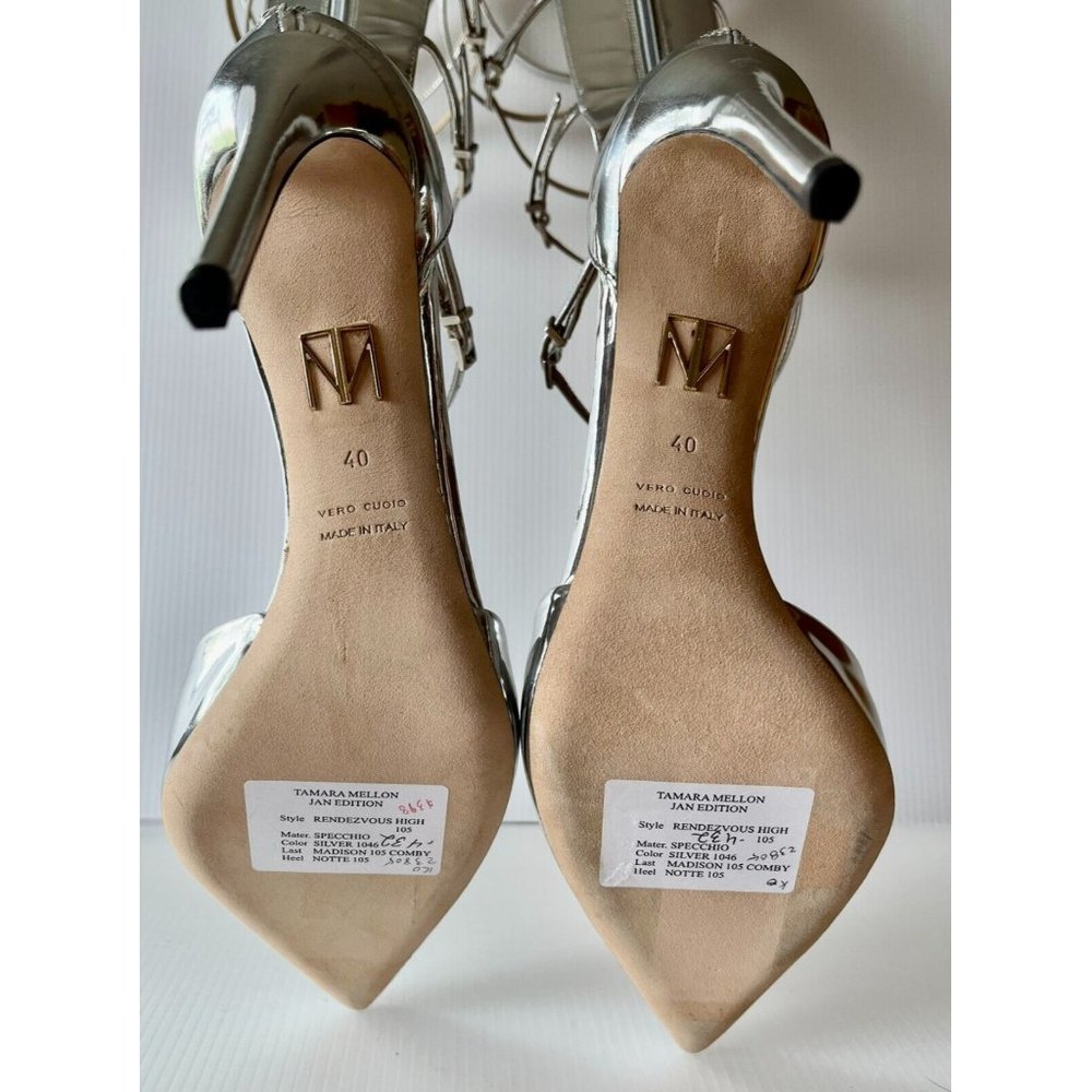Tamara Mellon Silver "Rendezvous High" Buckle Pumps Heels, Size 40 (IT) 10 (US) - Picture 10 of 11